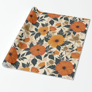 Cadeau Papier de recouvrement de géométrie florale en gra