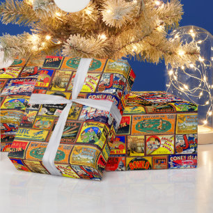 CADEAU PAPIER DE REVÊTEMENT DES ENFANTS VINTAGES COLORÉS