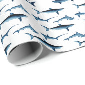 Cadeau Papier de soie découpé thème côtier requin bleu (Coin rond)