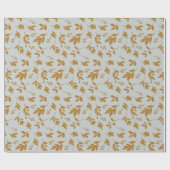 Cadeau Papier de tissus à feuillage jaune (Plat)