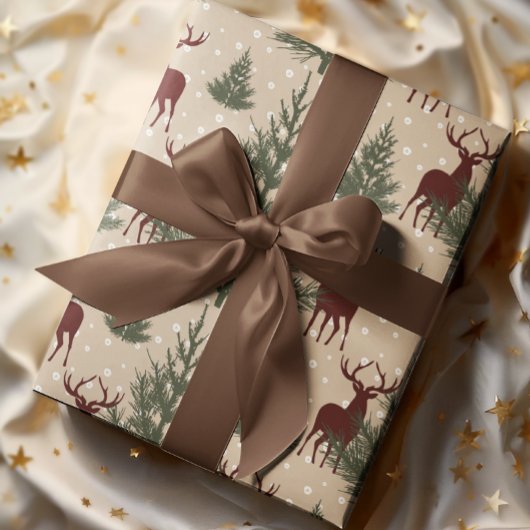 Cadeau Papier de veille de Noël de l'arbre du cerf