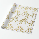 Cadeau Papier de wrapping de mariage à feuille botanique<br><div class="desc">Un cadeau de mariage élégant avec un motif de feuille botanique en faux or fait une présentation incroyable. Idéal pour les jeunes mariés,  les douches de mariée,  les mariages,  les nouveaux foyers,  les fêtes de fiançailles et plus encore.</div>