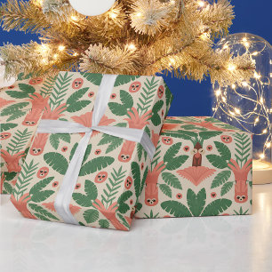 Cadeau Papier décoratif avec un motif de vert stylisé