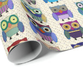 Cadeau Papier d'écorce de Charming Owls (Coin rond)