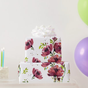 Cadeau Papier d'écorce de fleurs rouges