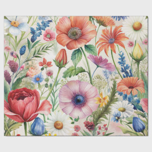 Cadeau Papier découpage sans couture de fleurs sauvages à