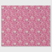 Cadeau Papier Découpe Chinoiserie Florale Rose Rose Vinta (Plat)