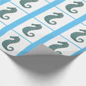 Cadeau Papier d'écouvillonnage turquoise pour hippocampes (Coin)