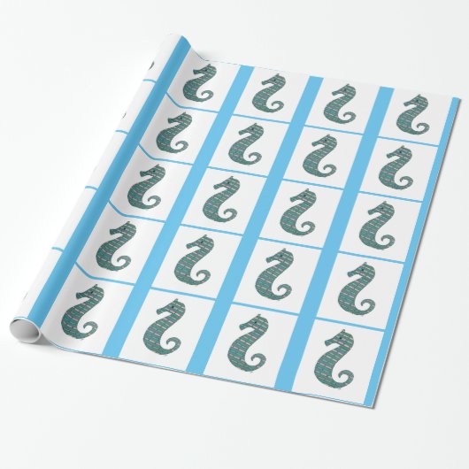 Cadeau Papier d'écouvillonnage turquoise pour hippocampes (Déroulé)