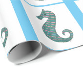 Cadeau Papier d'écouvillonnage turquoise pour hippocampes (Coin rond)