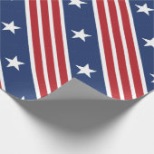 Cadeau Papier d'emballage 4 juillet Drapeau blanc bleu ro (Coin)