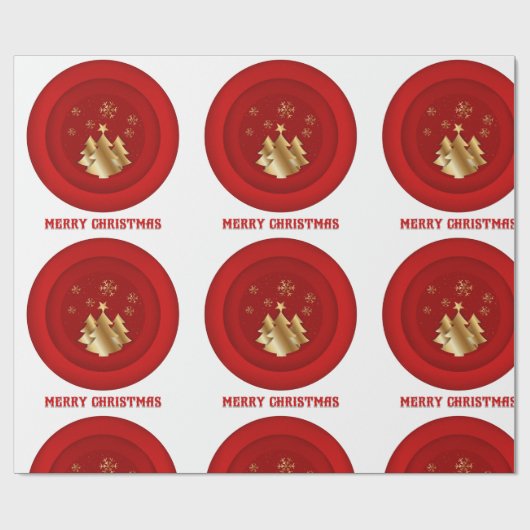 Cadeau Papier d'emballage à cacheter de Noël Rouge & Or (Plat)