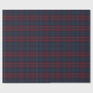 Cadeau Papier d'emballage à carreaux bleu marine et borde
