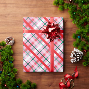 Cadeau Papier d'emballage à carreaux de Noël rouge vert r