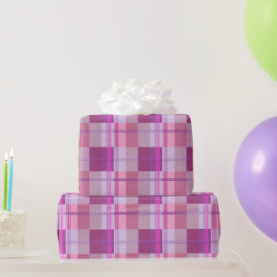 Cadeau Papier d'emballage à carreaux diagonaux rose viole