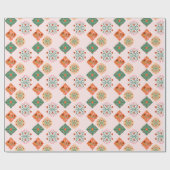 Cadeau Papier d'emballage à carreaux floraux | Motif de j (Plat)