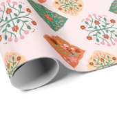 Cadeau Papier d'emballage à carreaux floraux | Motif de j (Coin rond)