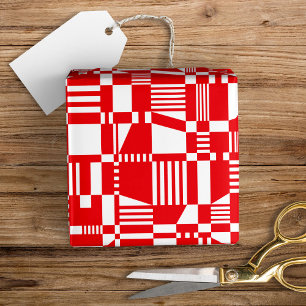 Cadeau Papier d'emballage à carreaux rouge et blanc moder
