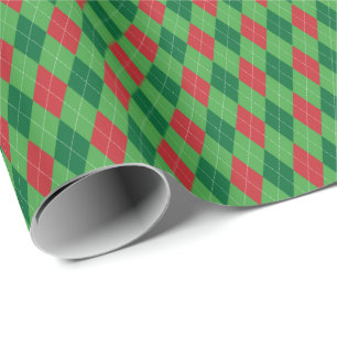 Cadeau Papier d'emballage à carreaux rouges et verts