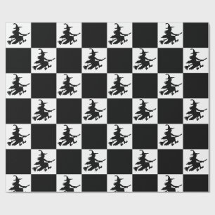 Cadeau Papier d'emballage à carreaux sorcières noires