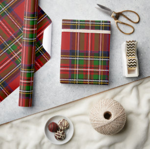 Cadeau Papier d'emballage à carreaux tartan rouge classiq