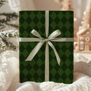 Cadeau Papier d'emballage à carreaux vert foncé