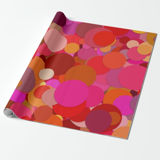 Cadeau papier d'emballage à confetti à points rouges (Déroulé)