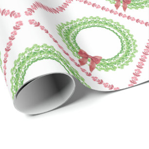 Cadeau Papier d'emballage à couronne de fleurs en impress