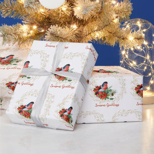 Cadeau Papier d'emballage à couronne dorée et cardinale