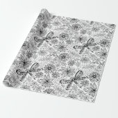 Cadeau Papier d'emballage à doodle de libellule et de fle (Déroulé)