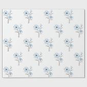 Cadeau Papier d'emballage à fleurs bleues (Plat)