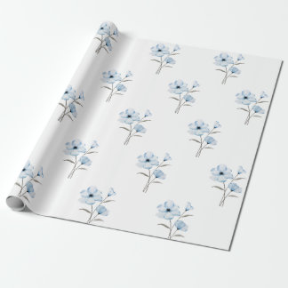 Cadeau Papier d'emballage à fleurs bleues