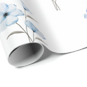 Cadeau Papier d'emballage à fleurs bleues (Coin rond)