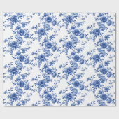 Cadeau Papier d'emballage à fleurs bleues et blanches en  (Plat)
