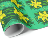 Cadeau papier d'emballage à fleurs vertes (Coin rond)