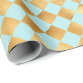 Cadeau papier d'emballage à la menthe de diamant et faux  (Coin rond)