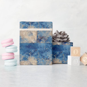 Cadeau Papier d'emballage à l'aquarelle élégant bleu fonc