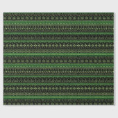 Cadeau Papier d'emballage à motif africain vert et noir (Plat)