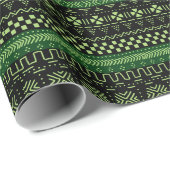 Cadeau Papier d'emballage à motif africain vert et noir (Coin rond)
