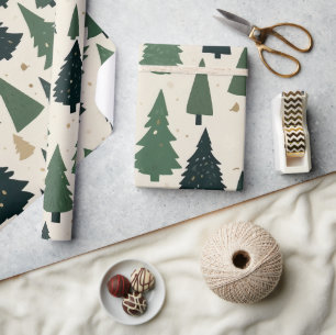 Cadeau Papier d'emballage à motif d'arbre de Noël festif