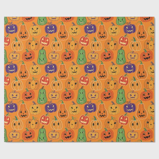 Cadeau Papier d'emballage à motif de citrouille d'Hallowe (Plat)