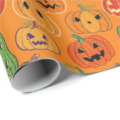 Cadeau Papier d'emballage à motif de citrouille d'Hallowe (Coin rond)