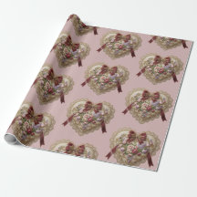 Papier d'emballage à motif de cœur en dentelle ros