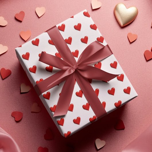 Cadeau Papier d'emballage à motif de cœurs pour la Saint-
