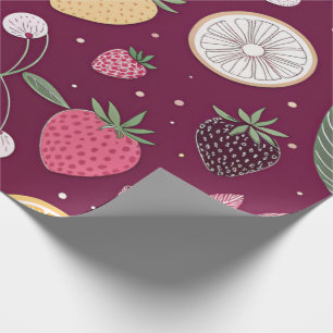 Cadeau Papier d'emballage à motif de fruits – Rouleau de
