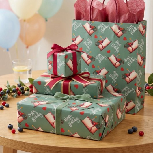 Cadeau Papier d'emballage à motif de gâteau d'anniversair