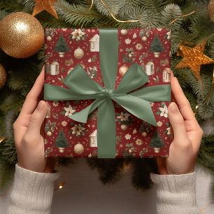 Cadeau Papier d'emballage à motif de Noël vintage