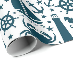 Cadeau Papier d'emballage à motif de plage nautique