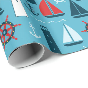 Cadeau Papier d'emballage à motif de plage nautique