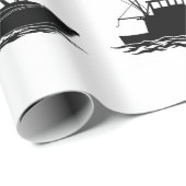 Cadeau Papier d'emballage à motif de silhouette de bateau (Coin rond)
